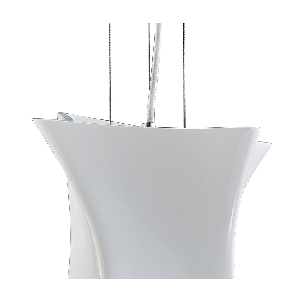 M5070 Twist Pendant 1 Light E27 Gloss White/Polished Chrome