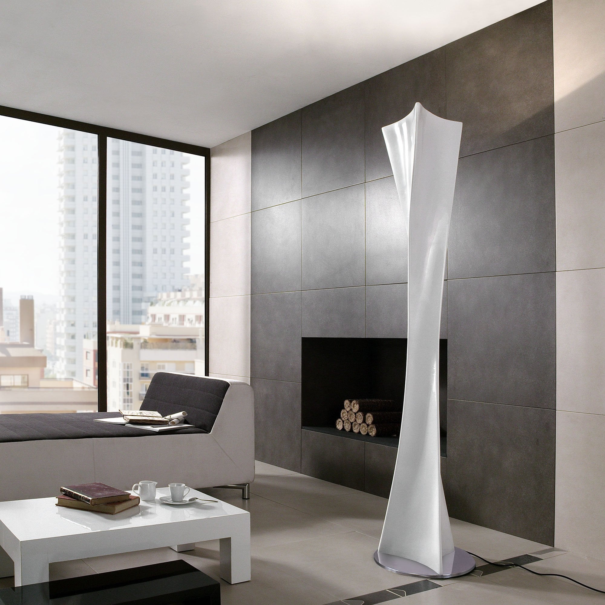 M5071 Twist Pendant 1 Light E27 Cement Effect/Polished Chrome