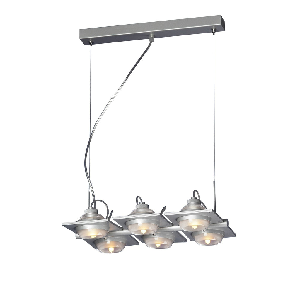 M40002 Ull Rectangular Pendant 6 Light G9 Silver Grey