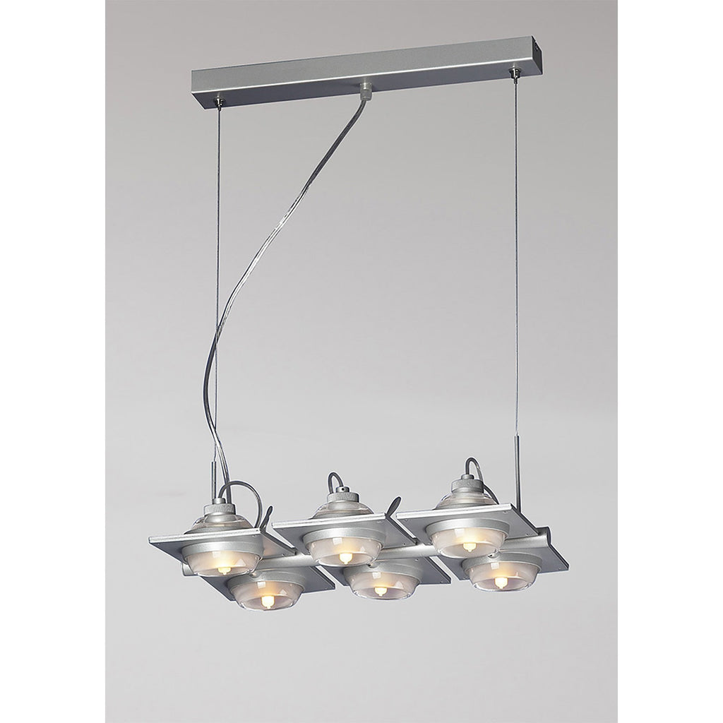 M40002 Ull Rectangular Pendant 6 Light G9 Silver Grey