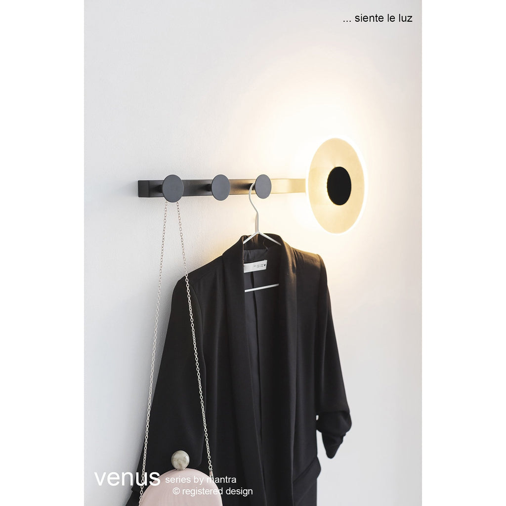 M7293 Venus Wall Lamp Coat Rack 6W LED Black