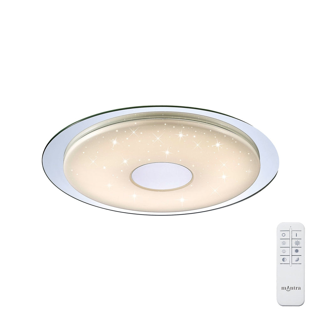 M5110 Virgin Flush 45cm Round 18W LED Remote Silver/Frosted Acrylic/Polished Chrome