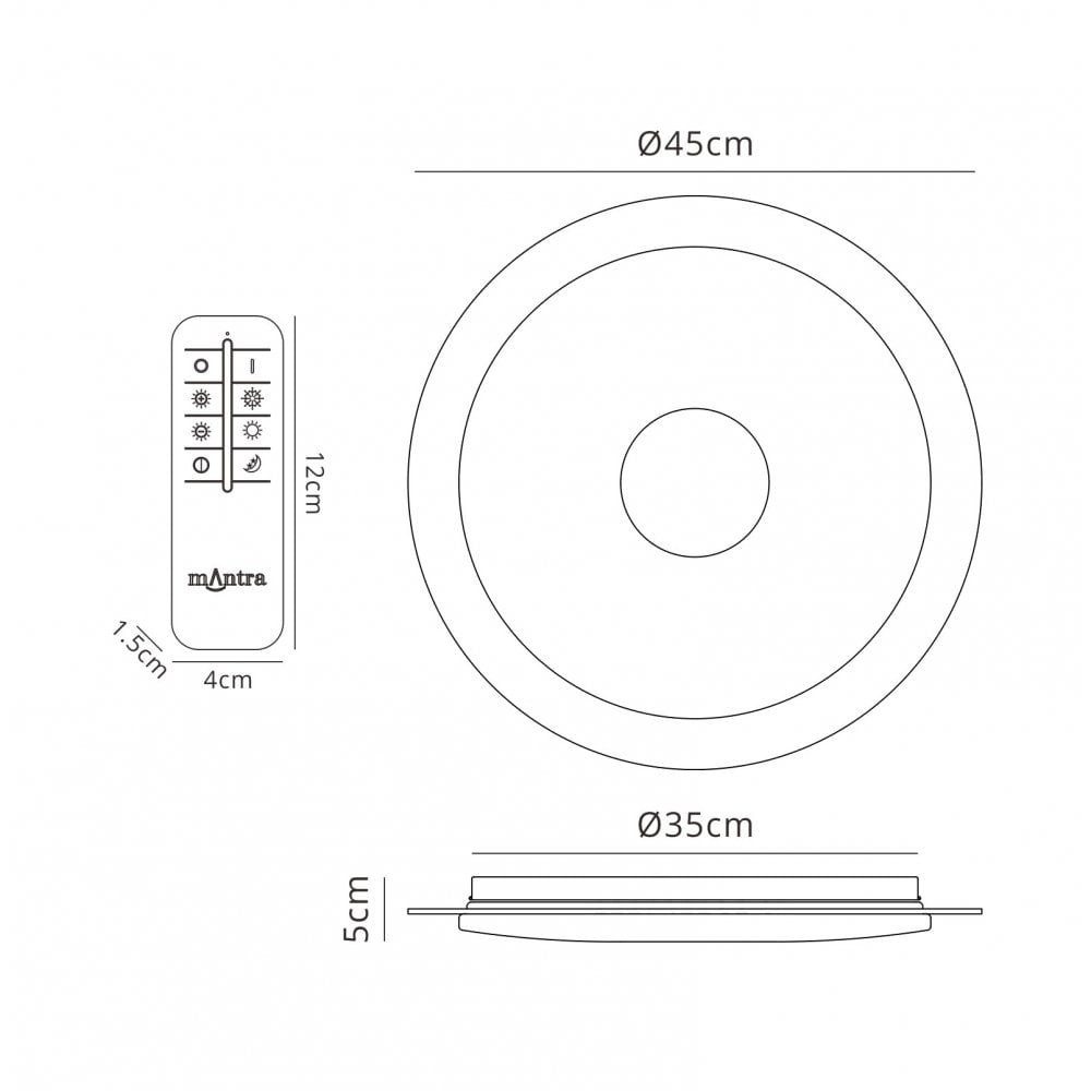 M5110 Virgin Flush 45cm Round 18W LED Remote Silver/Frosted Acrylic/Polished Chrome