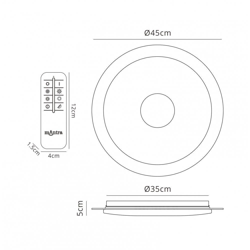 M5929 Virgin Sand Ceiling 45cm Round 18W LED 2700-6500K Tuneable Remote Control White/ Diamond