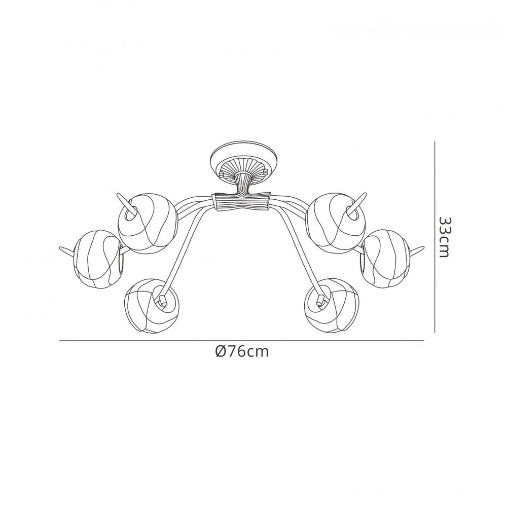 M38002 Wave Ceiling 6 Light G9 Rustic Gold