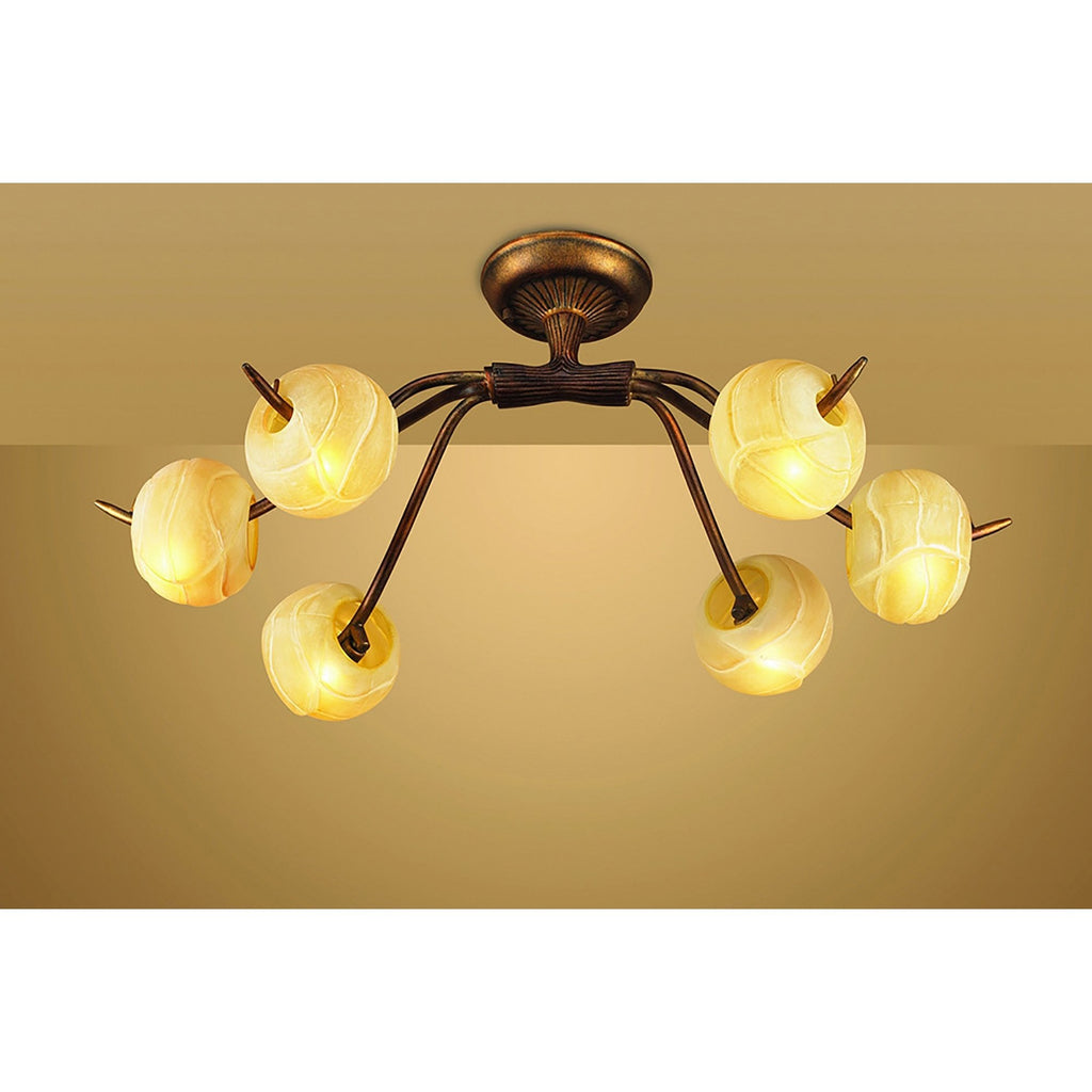 M38002 Wave Ceiling 6 Light G9 Rustic Gold