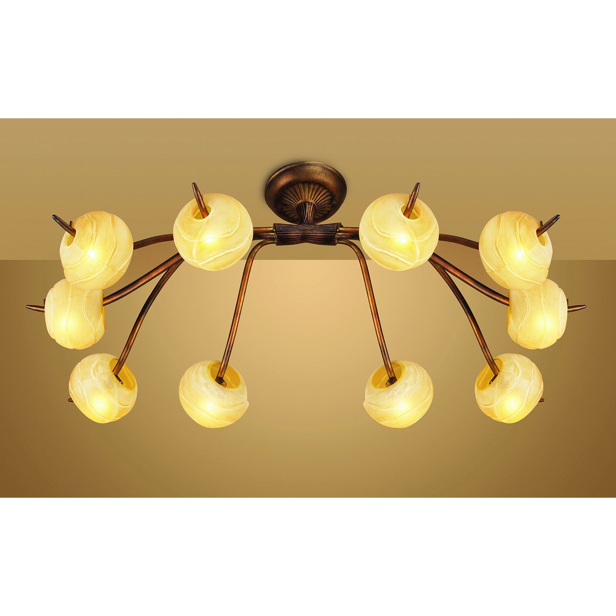 M38001 Wave Ceiling 10 Light G9 Rustic Gold
