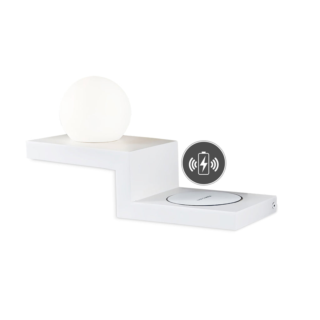 M6751 Zanzibar Wall Lamp Switched Globe Mobile Phone Induction Charger 6W LED Sand White