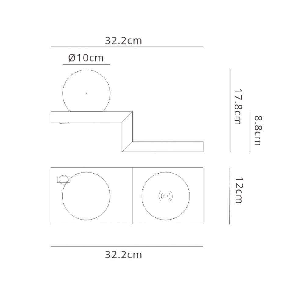 M6751 Zanzibar Wall Lamp Switched Globe Mobile Phone Induction Charger 6W LED Sand White