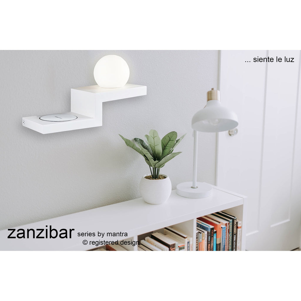 M6751 Zanzibar Wall Lamp Switched Globe Mobile Phone Induction Charger 6W LED Sand White