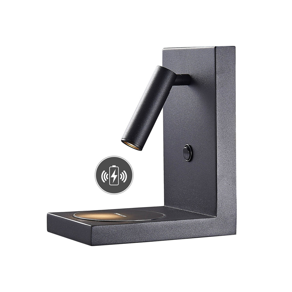 M6752 Zanzibar Reader Wall Lamp Switched Mobile Phone Induction Charger 3W LED Sand Black