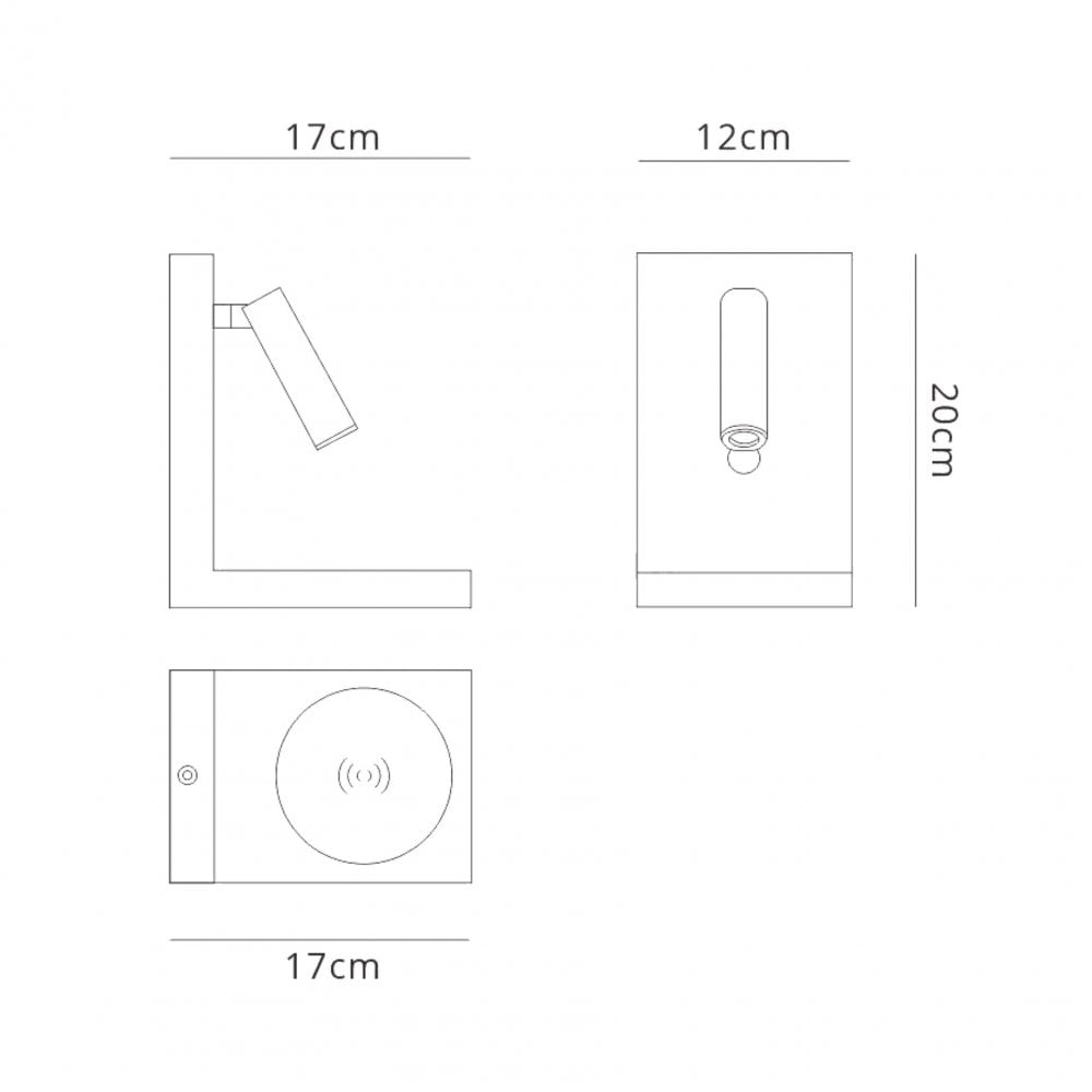 M6750 Zanzibar Reader Wall Lamp Switched Mobile Phone Induction Charger 3W LED Sand White