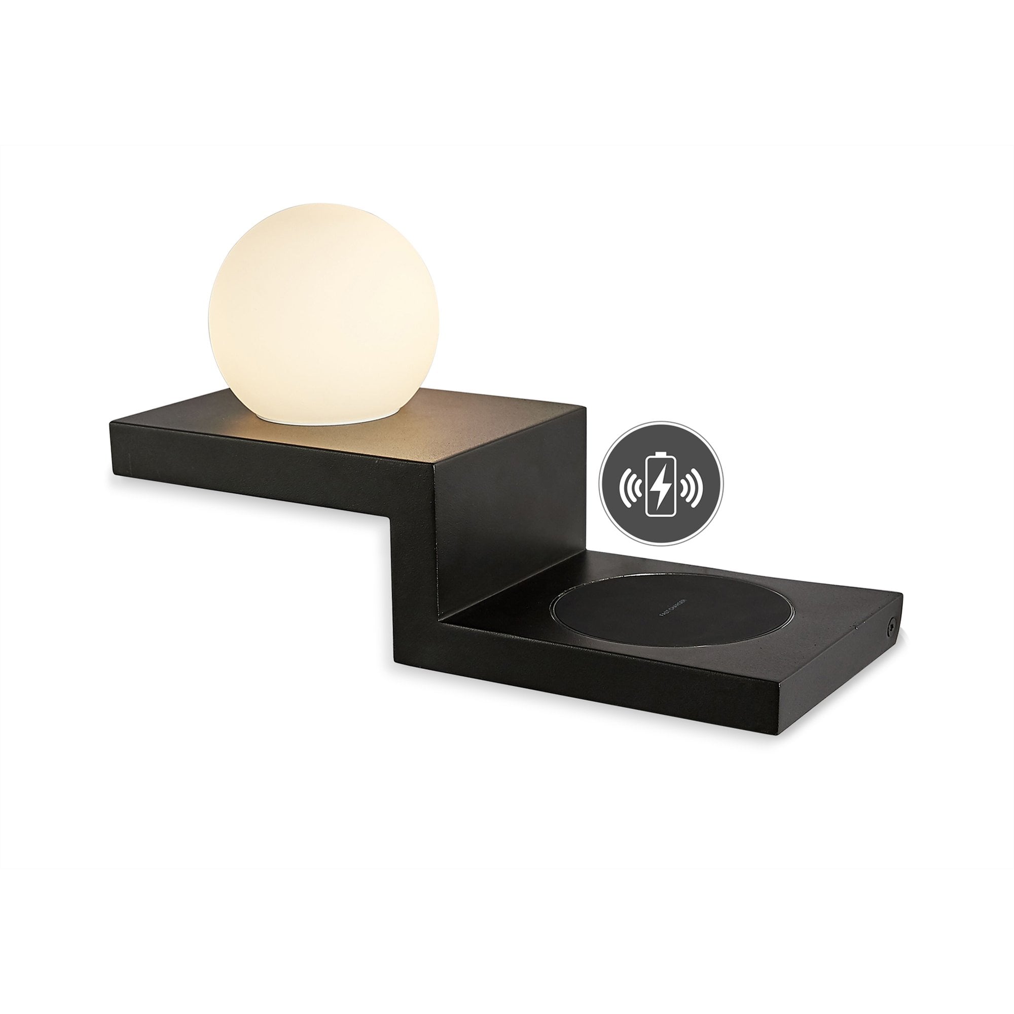 M6753 Zanzibar Wall Lamp Switched Globe Mobile Phone Induction Charger 6W LED Sand Black