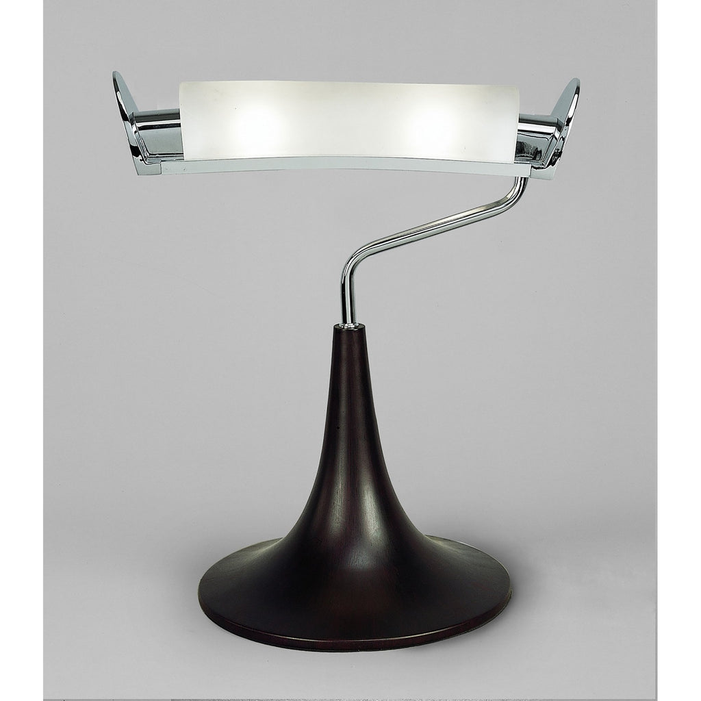 M0103 Zira Table Lamp 2 Light G9 Polished Chrome/Frosted White Glass/Wenge