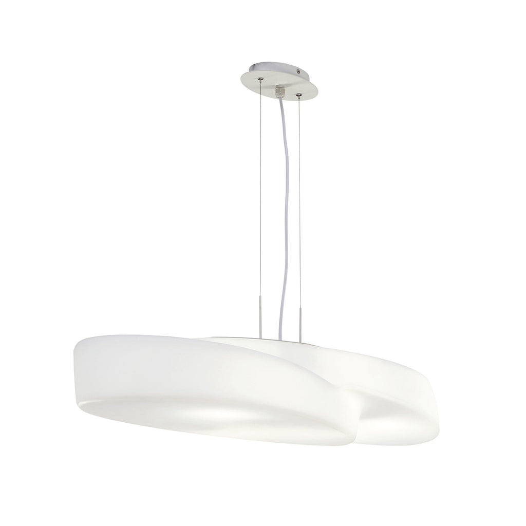 M1890 Ufo Outdoor Rectangular Pendant 6 Light E27 Matt White/Opal White
