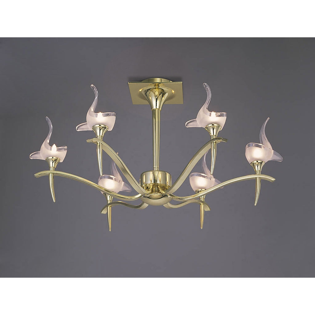 M0324PB Viena Semi Flush Round 6 Light G9 Polished Brass