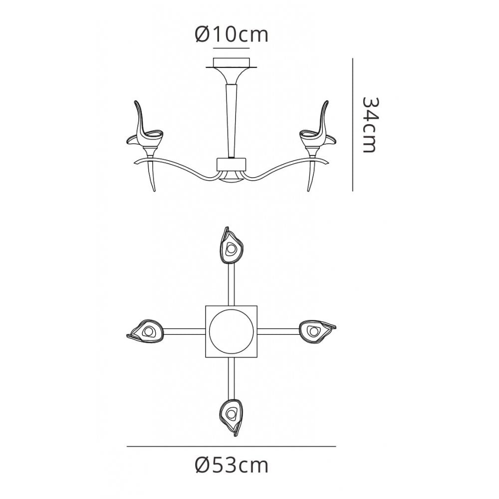M0325PB Viena Semi Flush Round 4 Light G9 Polished Brass
