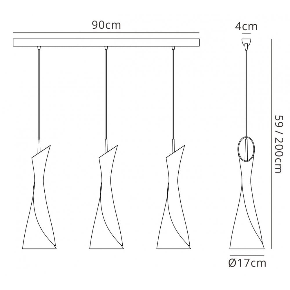 M0771 Zack Linear Pendant 3 Light E27 Line Satin Nickel
