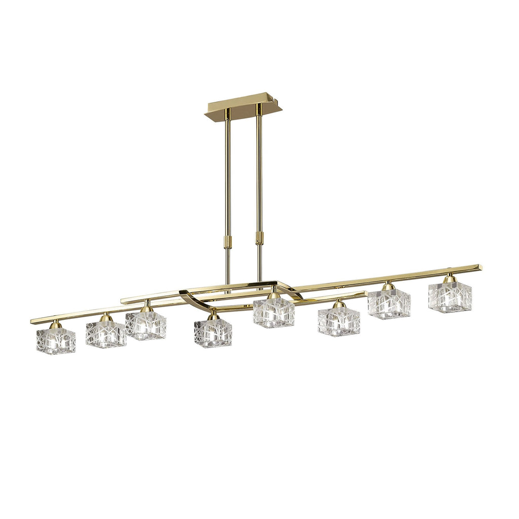 M1444PB Zen Rectangular Telescopic Convertible To Semi Flush 8 Light G9 Polished Brass