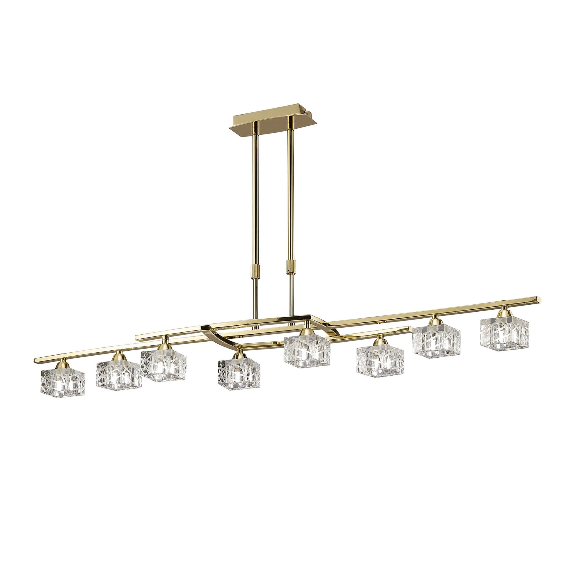 M1444PB Zen Rectangular Telescopic Convertible To Semi Flush 8 Light G9 Polished Brass