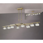M1444PB Zen Rectangular Telescopic Convertible To Semi Flush 8 Light G9 Polished Brass