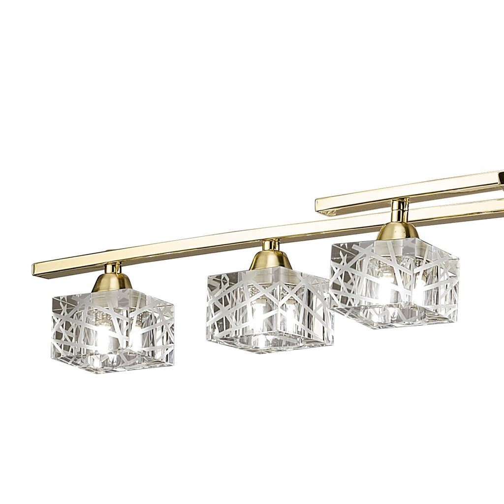 M1444PB Zen Rectangular Telescopic Convertible To Semi Flush 8 Light G9 Polished Brass
