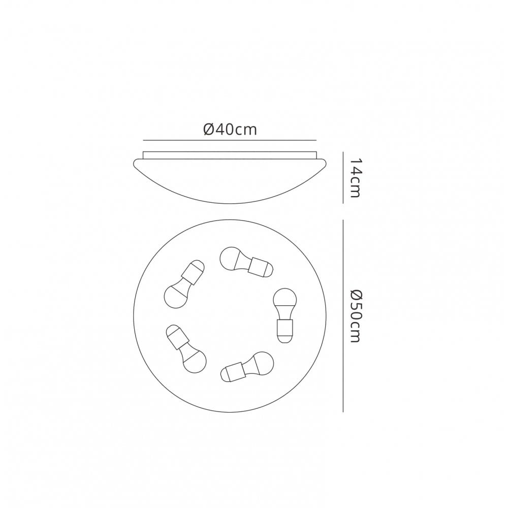 M5410 Zero E27 Flush Ceiling/Wall 5x20W Large White Acrylic