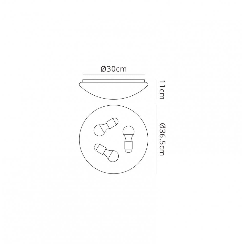 M5411 Zero E27 Flush Ceiling/Wall 3x20W Medium White Acrylic