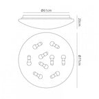 M6055 Zero E27 Ceiling / Wall Round 77cm 9 Light White Acrylic