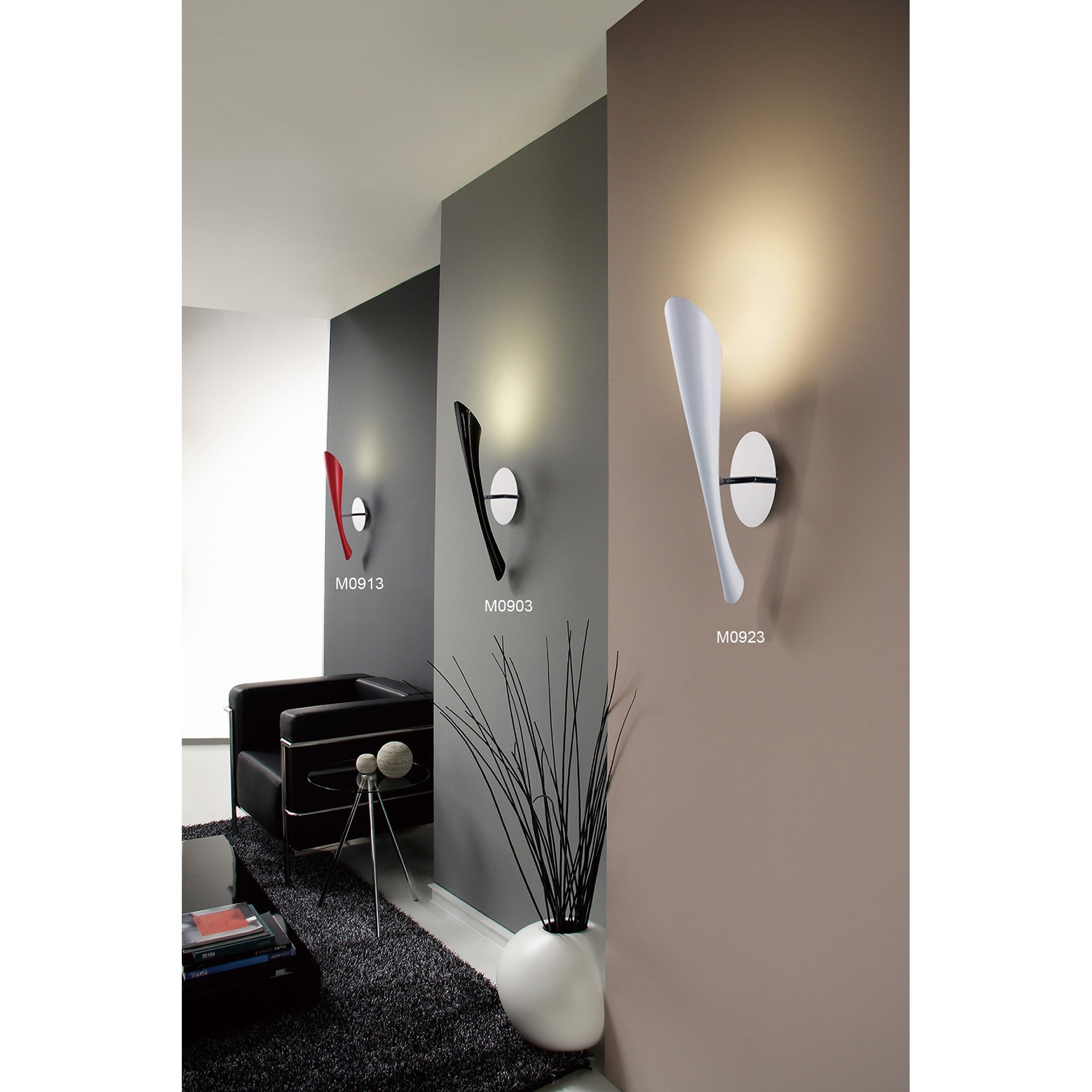 M0913/S Pop Wall Lamp Switched 1 Light E27 Gloss Red/White Acrylic/Polished Chrome