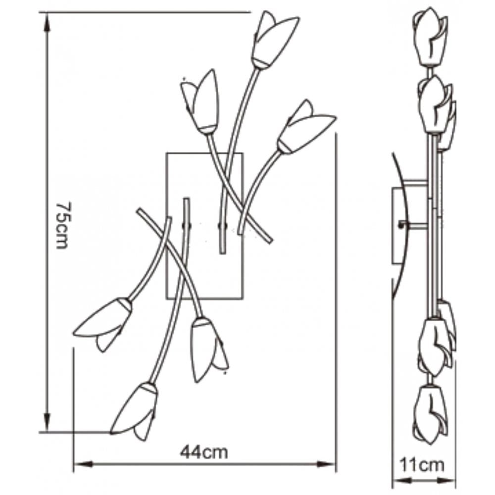 M0187/S Pietra Ceiling/Wall Switched 6 Light G9 Polished Chrome