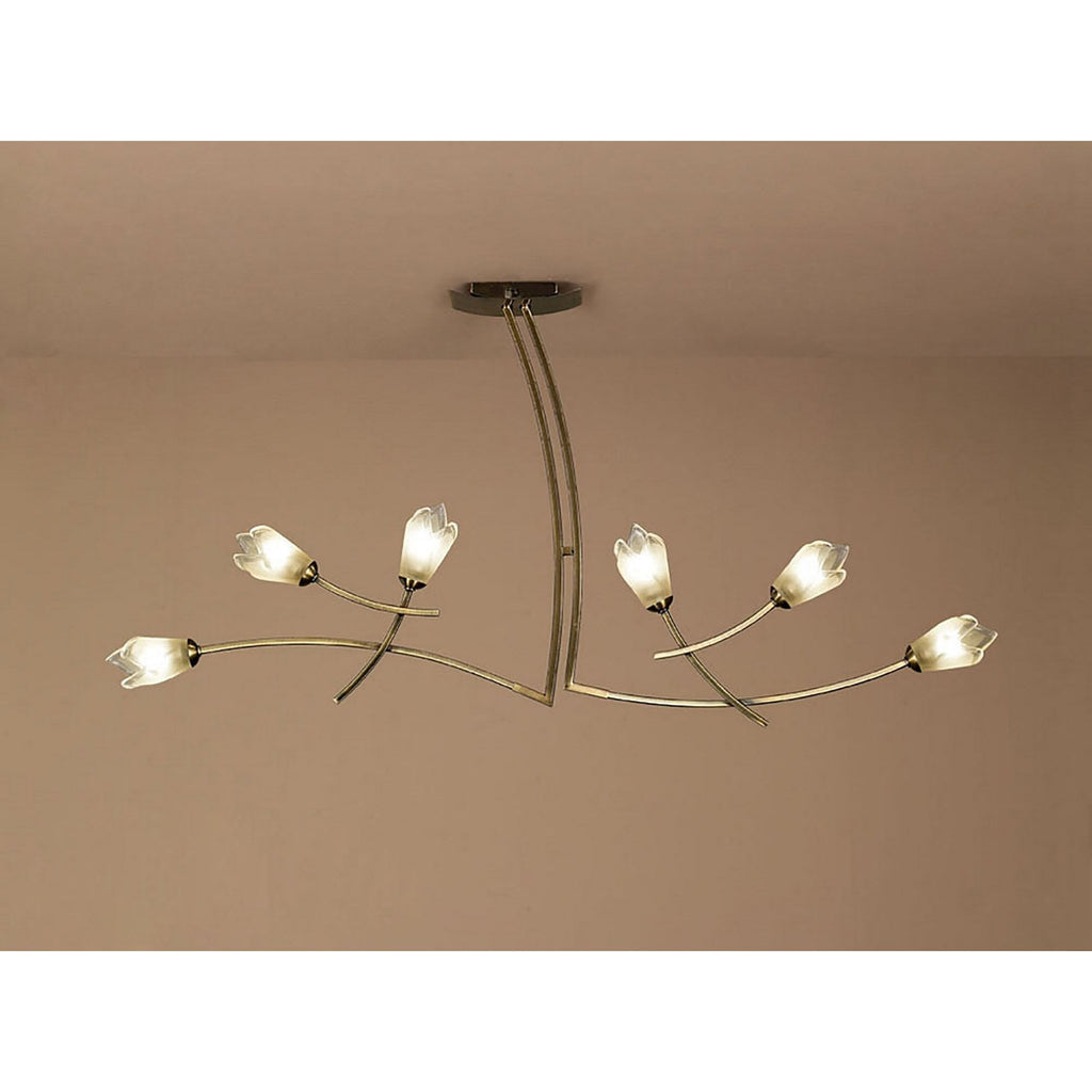 M0191 Pietra Linear Pendant 2 Arm 6 Light G9 Polished Chrome