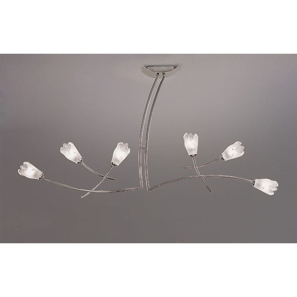 M0191 Pietra Linear Pendant 2 Arm 6 Light G9 Polished Chrome