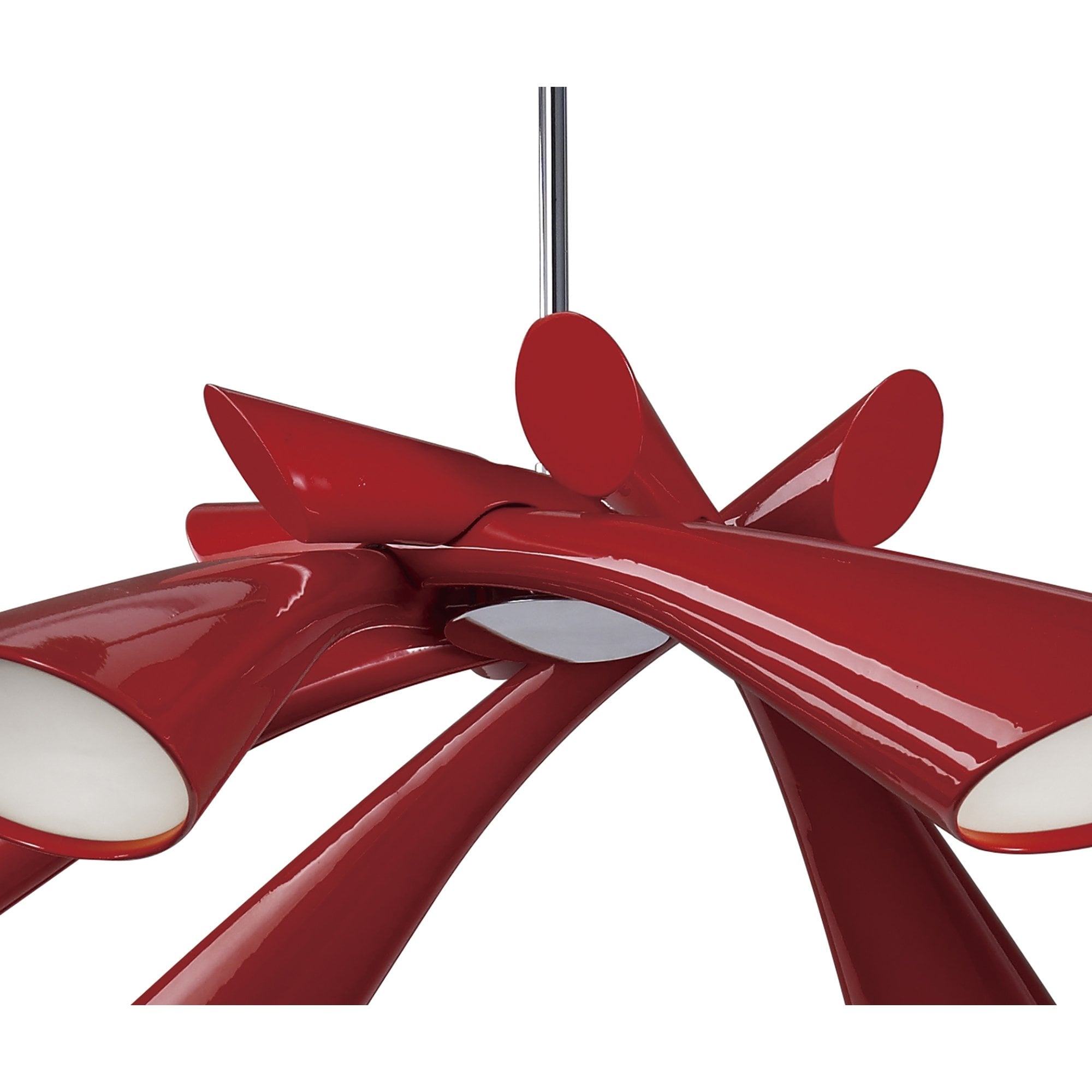 M0910 Pop Pendant/Ceiling Convertible To Semi Flush 6 Light E27 Gloss Red/White Acrylic/Polished Chrome