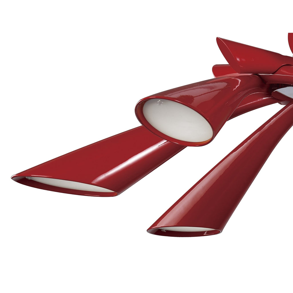 M0910 Pop Pendant/Ceiling Convertible To Semi Flush 6 Light E27 Gloss Red/White Acrylic/Polished Chrome