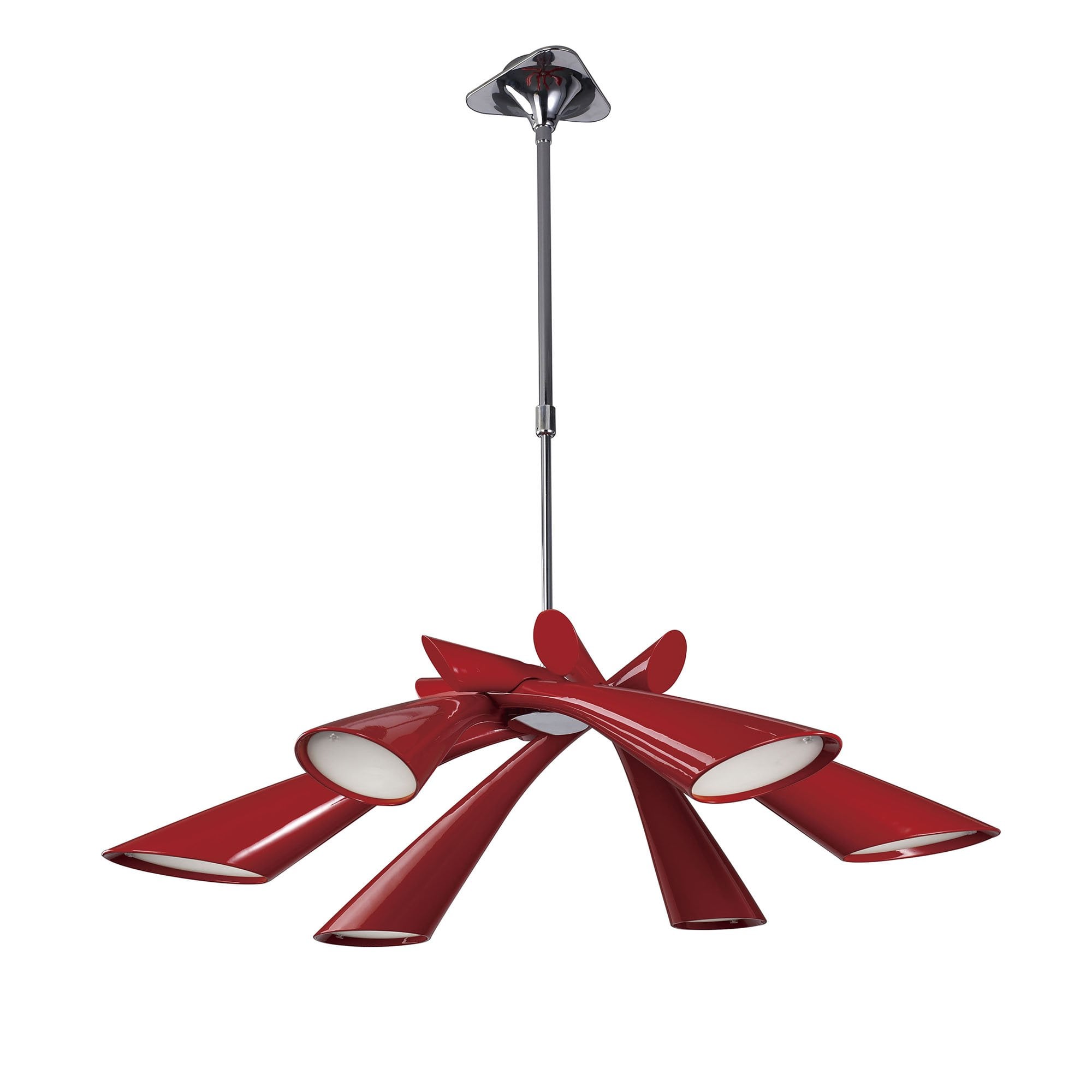 M0910 Pop Pendant/Ceiling Convertible To Semi Flush 6 Light E27 Gloss Red/White Acrylic/Polished Chrome