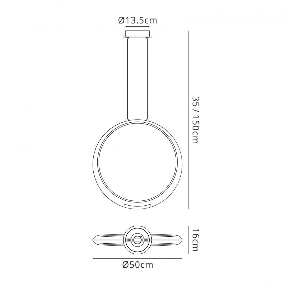 M6170 Ring Pendant 50cm Round Matt White