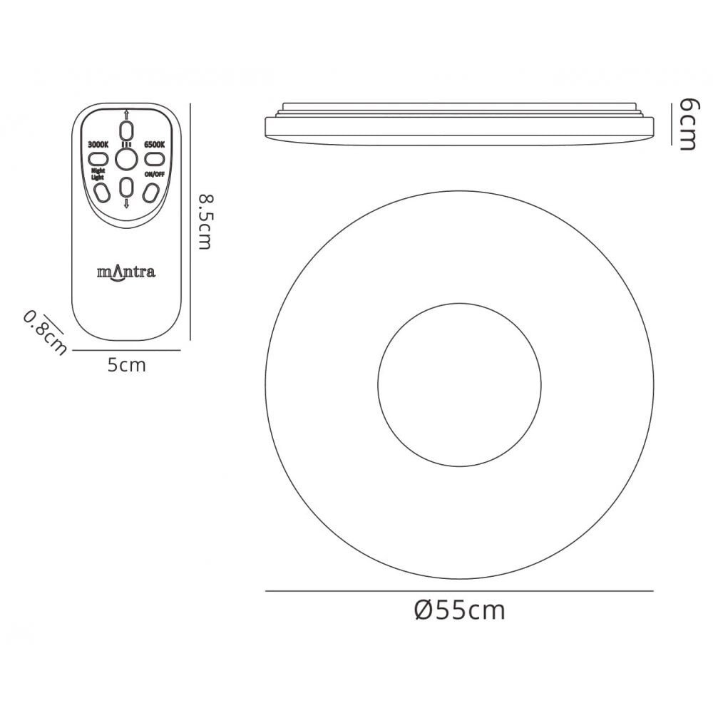 M3692 Reef 60W Tuneable White Dimmable Flush Fitting Remote Control