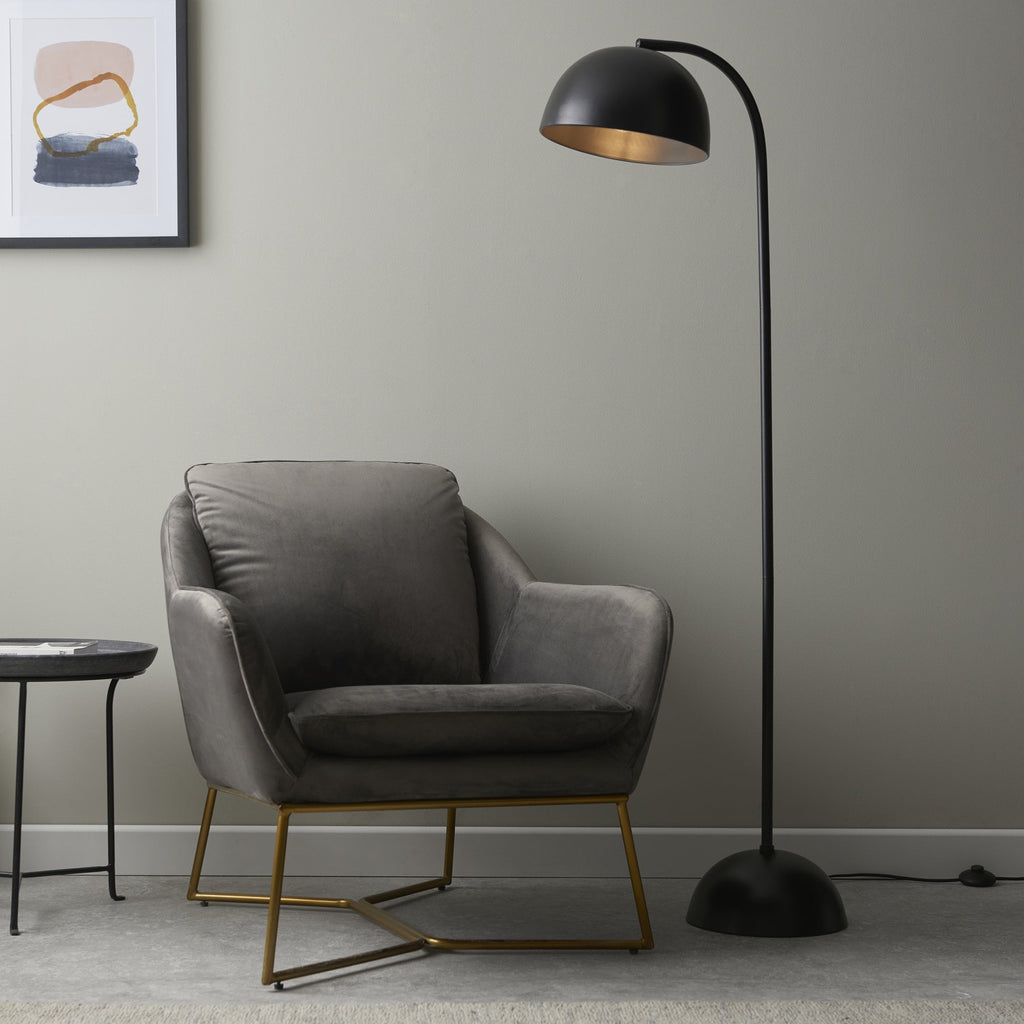 96599 Brodey 1 Light Floor Lamp Matt Black Paint