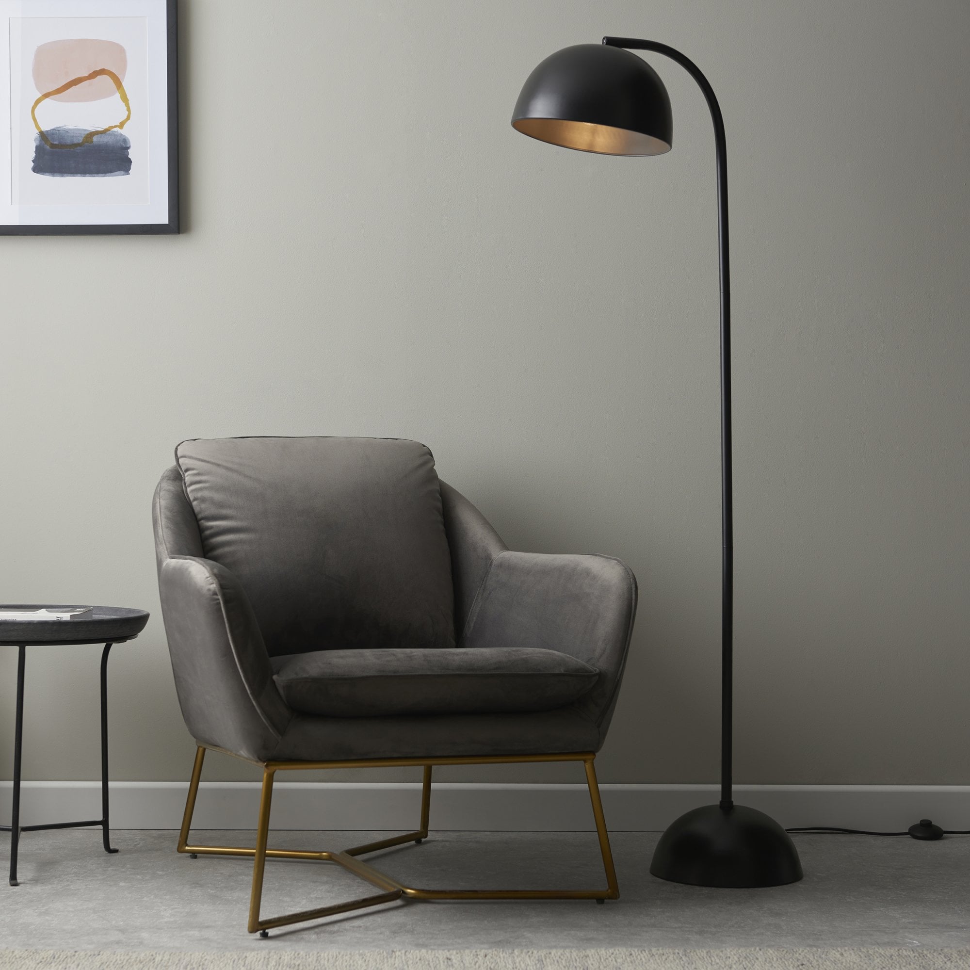 96599 Brodey 1 Light Floor Lamp Matt Black Paint