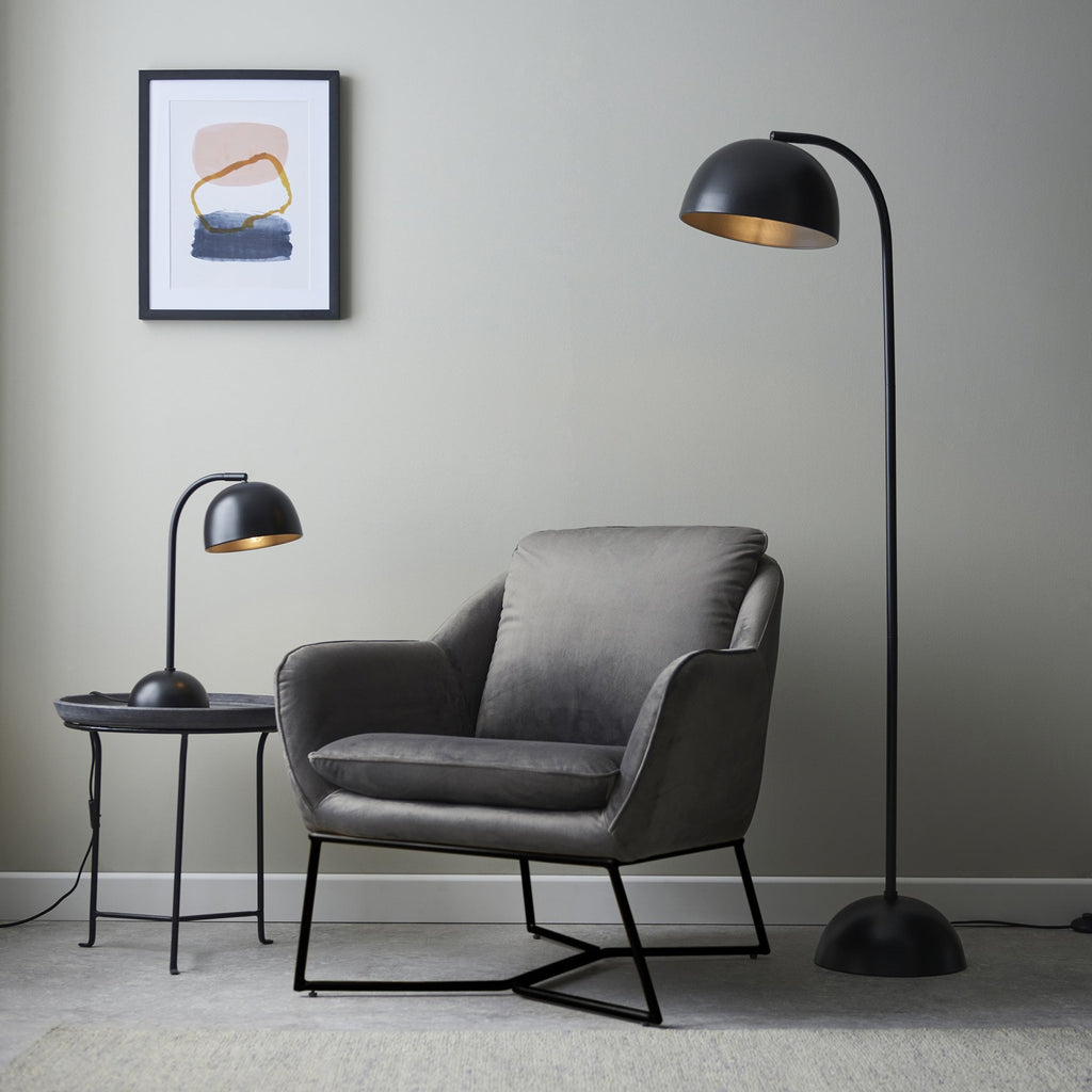 96599 Brodey 1 Light Floor Lamp Matt Black Paint