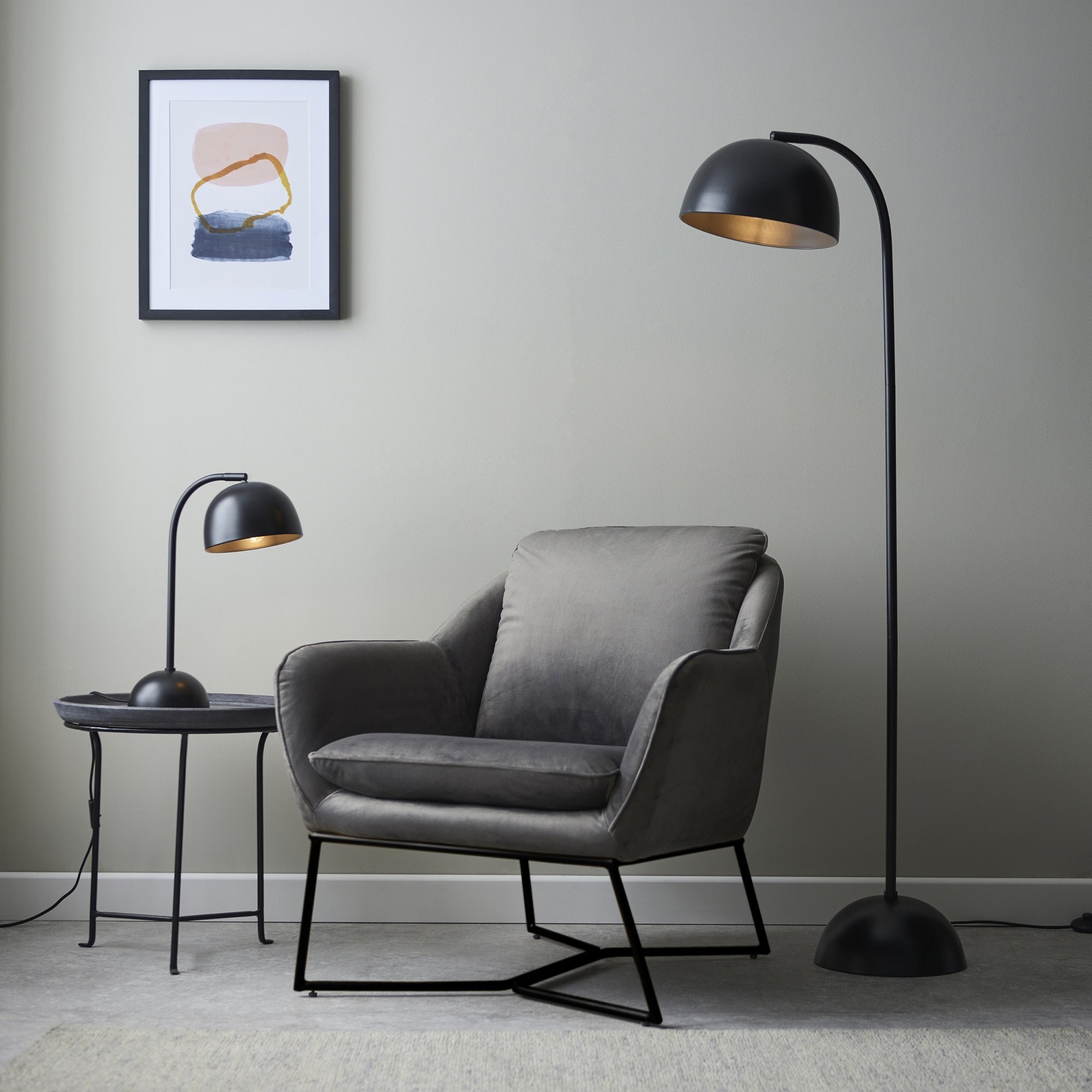 96599 Brodey 1 Light Floor Lamp Matt Black Paint