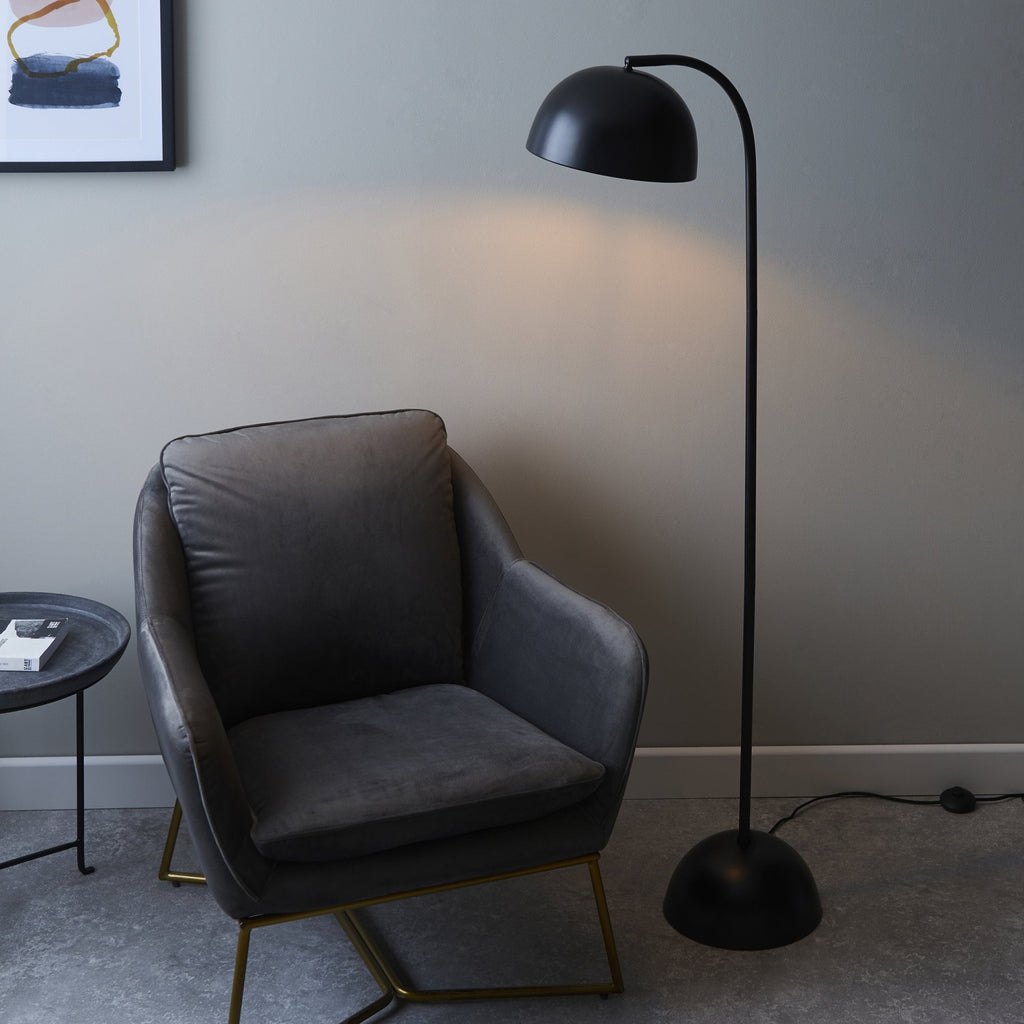 96599 Brodey 1 Light Floor Lamp Matt Black Paint
