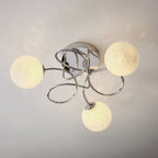 96641 Delos 3 Light Semi Flush Chrome Plate And White Confetti Glass