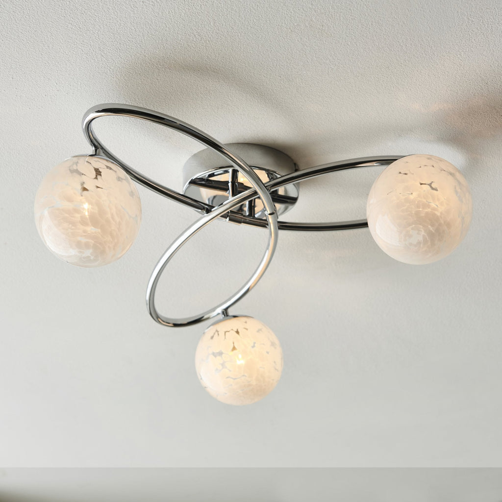 97230 Maye 3 Light Semi Flush Chrome Plate And White Confetti Glass