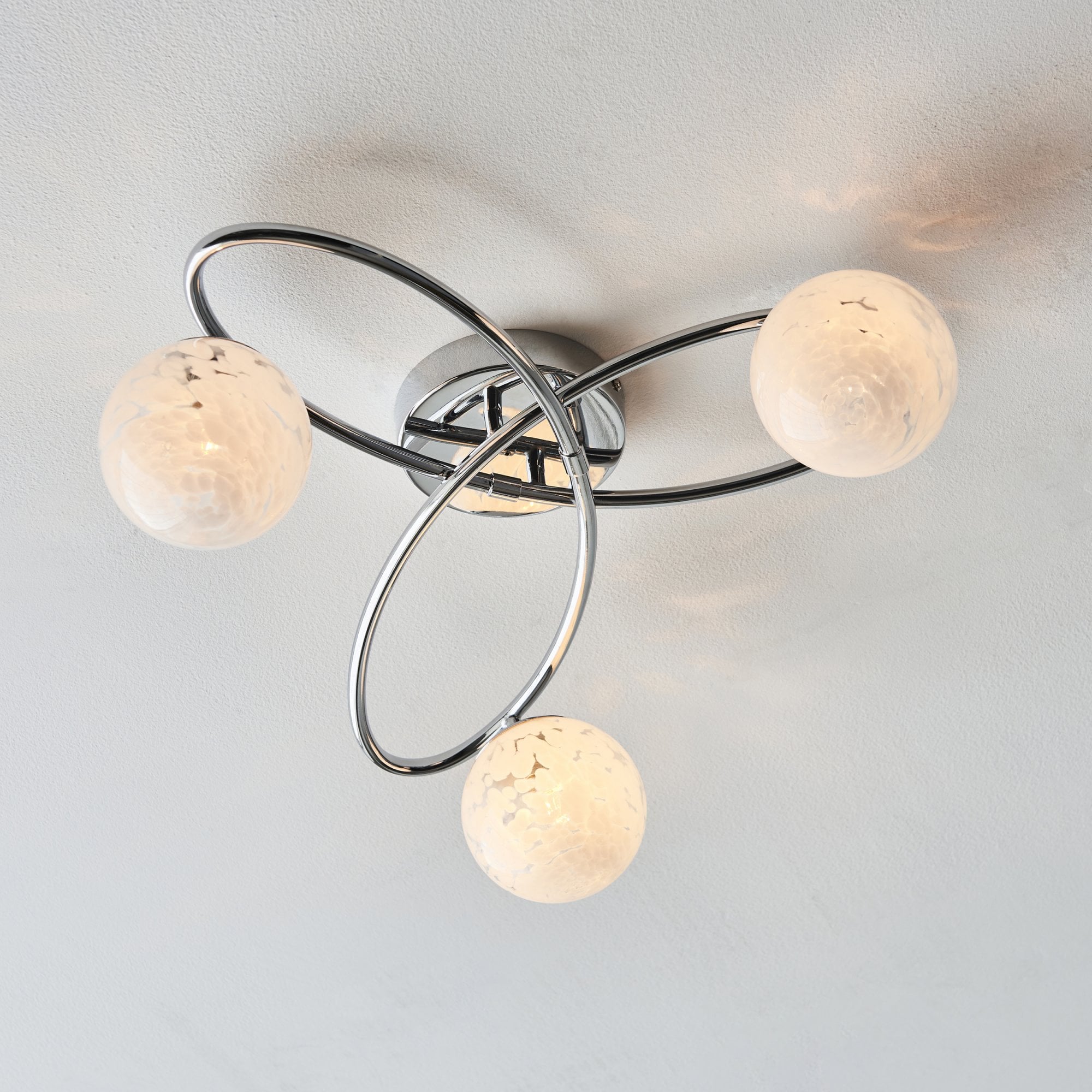 97230 Maye 3 Light Semi Flush Chrome Plate And White Confetti Glass