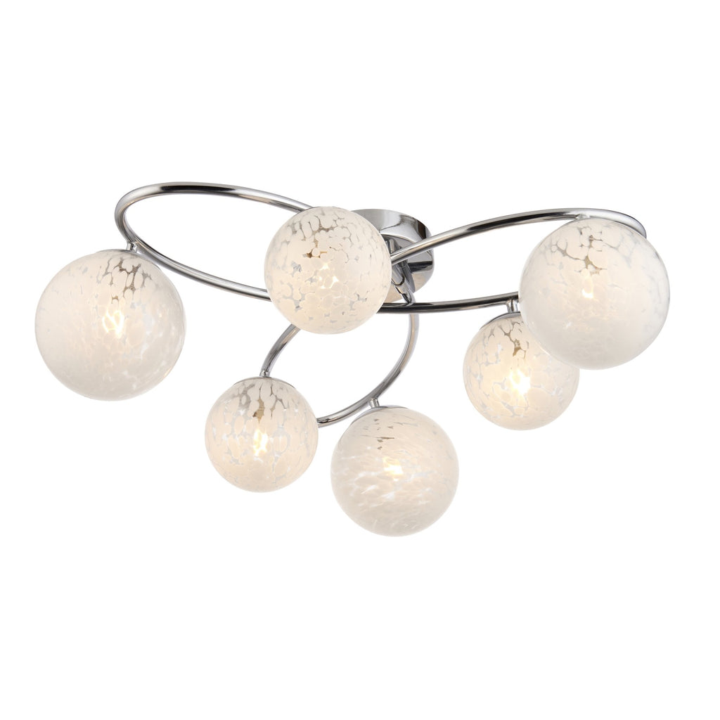97232 Maye 6 Light Semi Flush Chrome Plate And White Confetti Glass