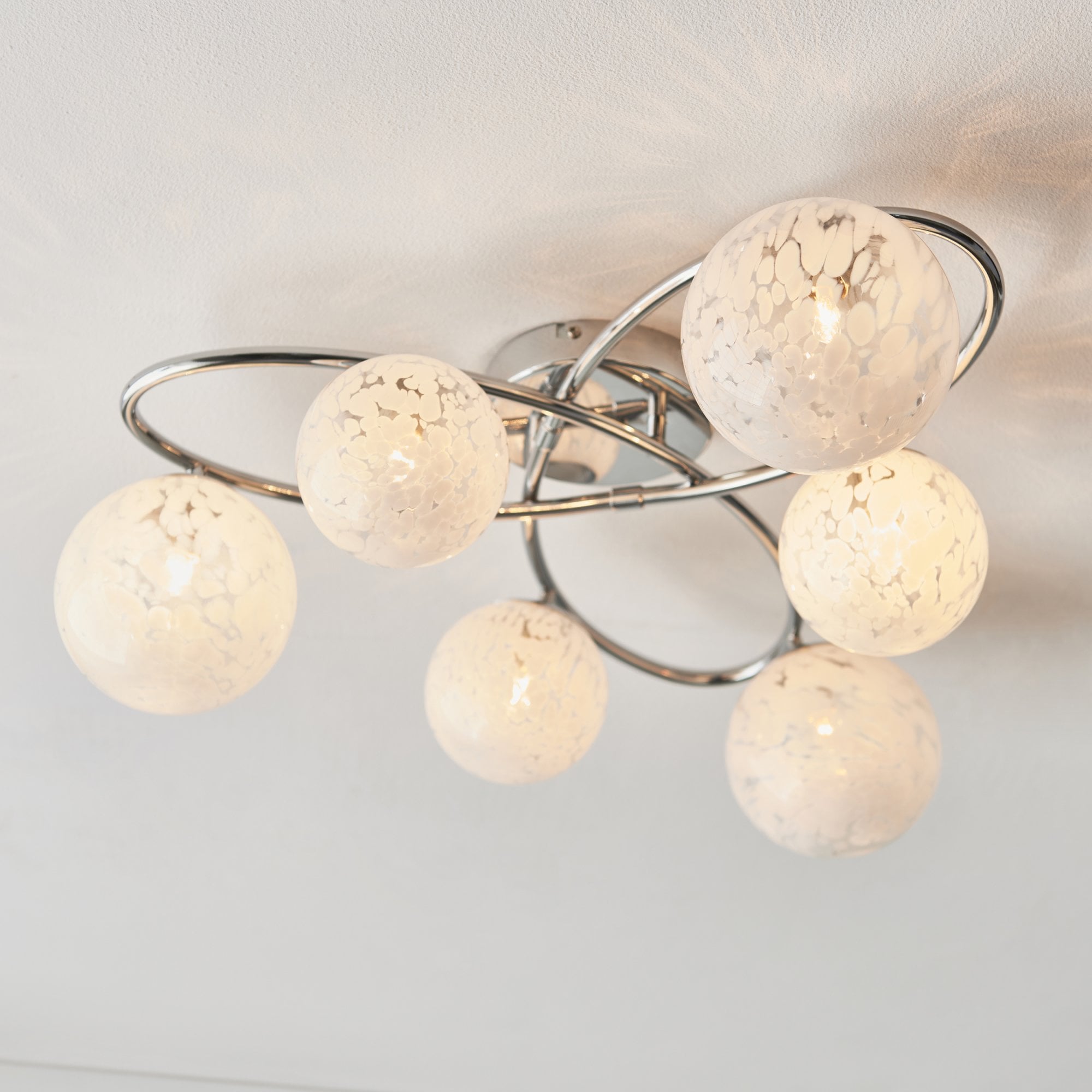 97232 Maye 6 Light Semi Flush Chrome Plate And White Confetti Glass