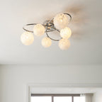 97232 Maye 6 Light Semi Flush Chrome Plate And White Confetti Glass