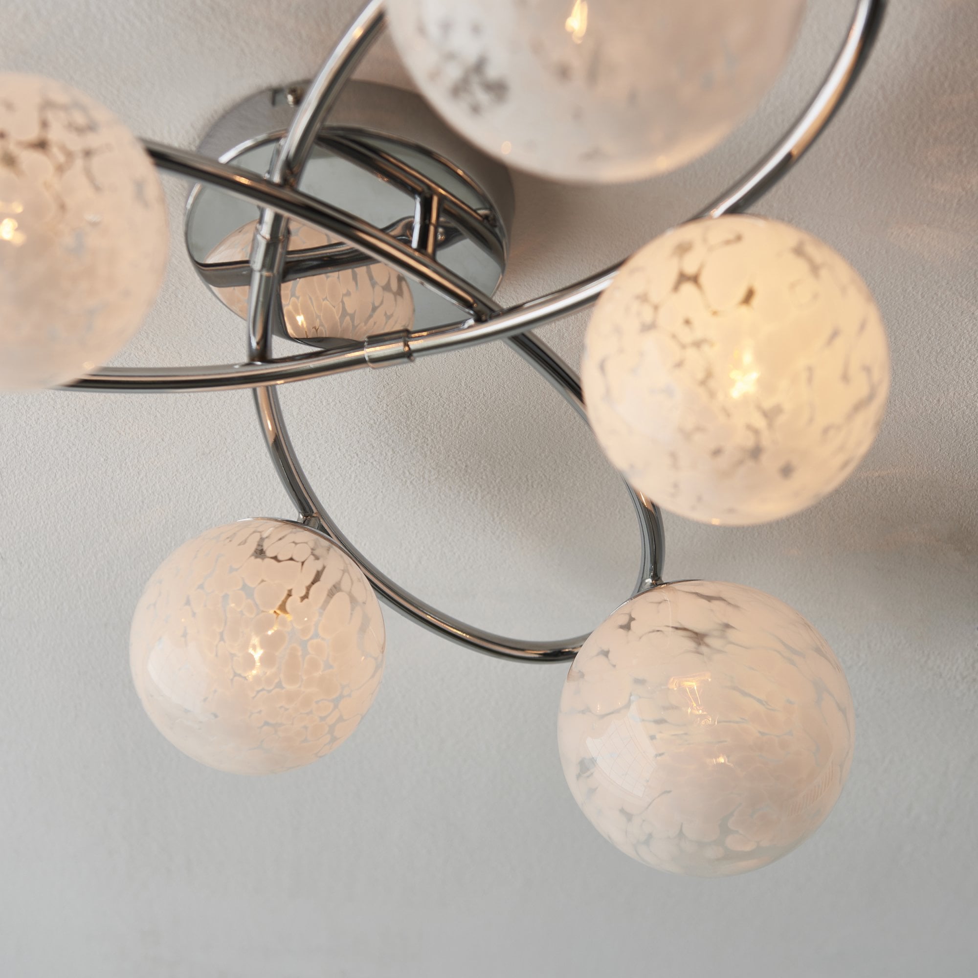 97232 Maye 6 Light Semi Flush Chrome Plate And White Confetti Glass